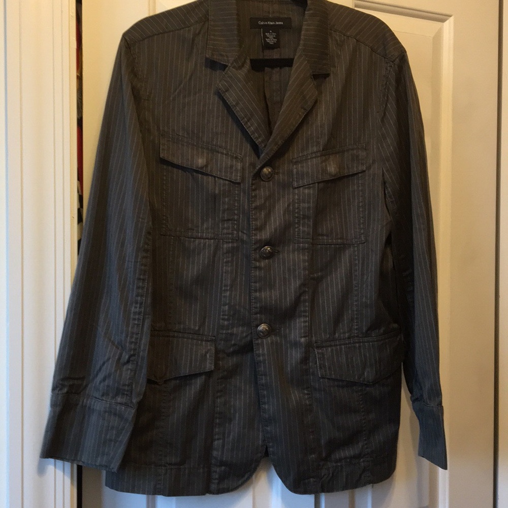 Men’s Calvin Klein brown/gray striped blazer